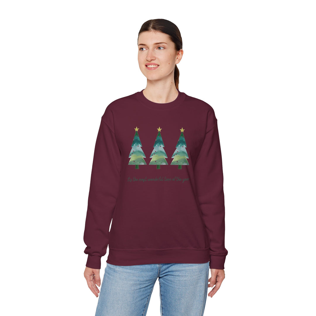 Christmas Tree Crewneck Sweatshirt — Cozy Holiday Trees Design