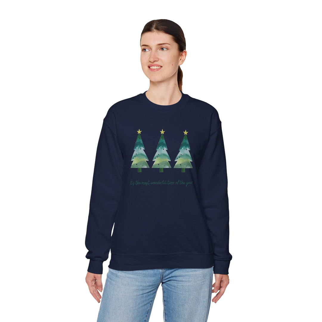 Christmas Tree Crewneck Sweatshirt — Cozy Holiday Trees Design