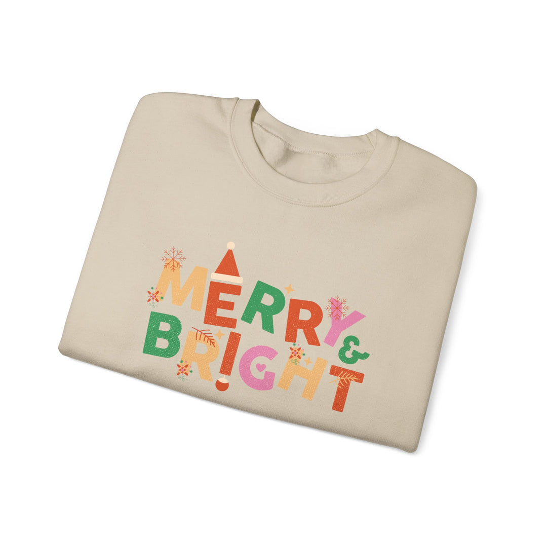 Merry & Bright Crewneck Sweatshirt — Colorful Holiday Christmas Sweater