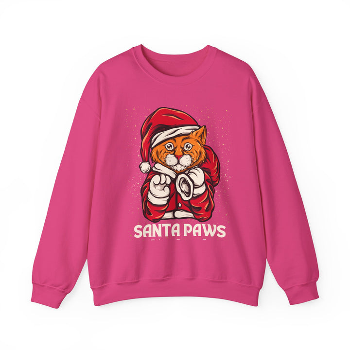 Santa Paws Unisex Heavy Blend Crewneck Sweatshirt - Cozy Festive Cat Design for Holiday Cheer