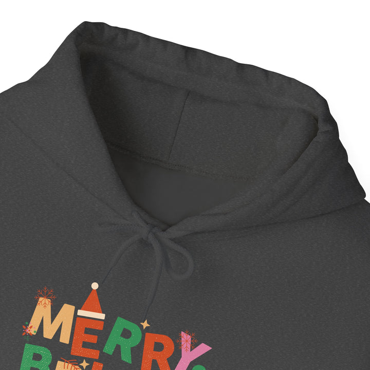 Merry & Bright Holiday Hoodie — Colorful Christmas Graphic Sweatshirt