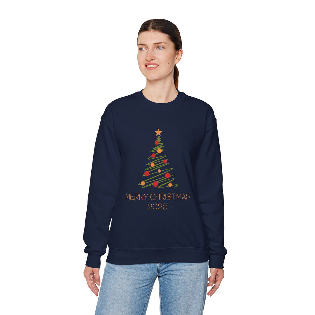 Christmas Tree Crewneck Sweatshirt – "Merry Christmas 2025" Holiday Sweater