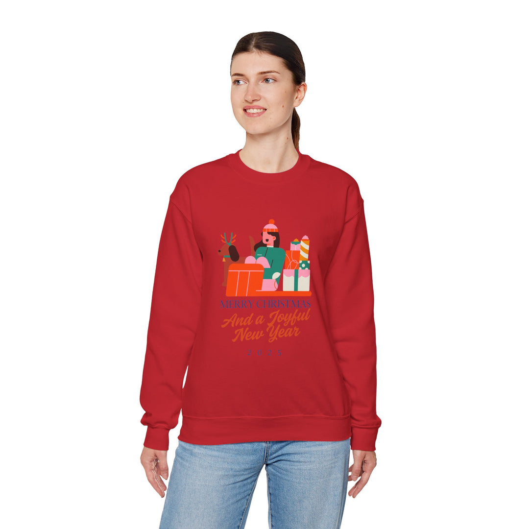 Christmas Crewneck Sweatshirt - "Merry Christmas and a Joyful New Year 2025" Holiday Sweatshirt