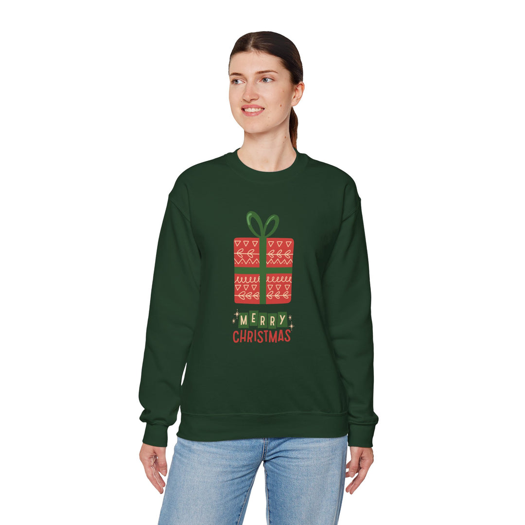 Christmas Present Sweatshirt – 'Merry Christmas' Holiday Crewneck