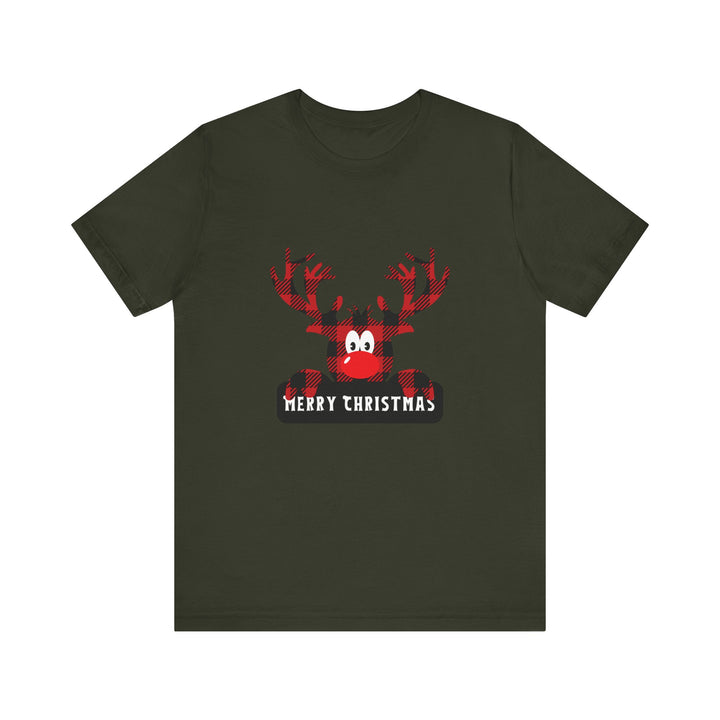 Merry Christmas Unisex Tee with Fun Reindeer Design