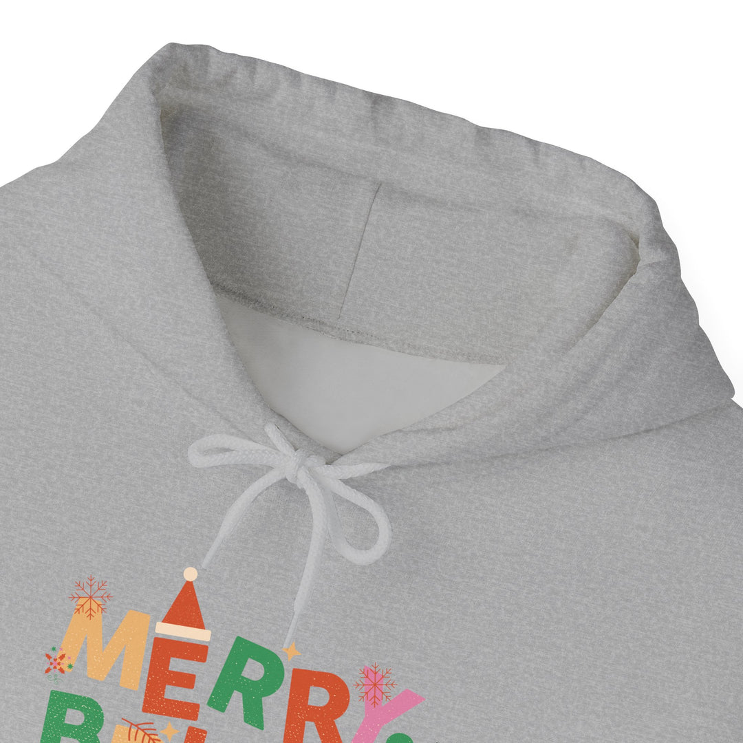 Merry & Bright Holiday Hoodie — Colorful Christmas Graphic Sweatshirt