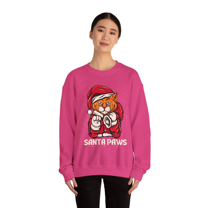 Santa Paws Unisex Heavy Blend Crewneck Sweatshirt - Cozy Festive Cat Design for Holiday Cheer