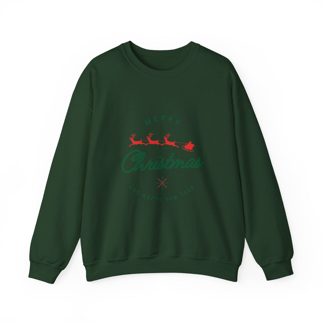 Christmas Crewneck Sweatshirt - 'Merry Christmas' Santa Sleigh Holiday Sweatshirt