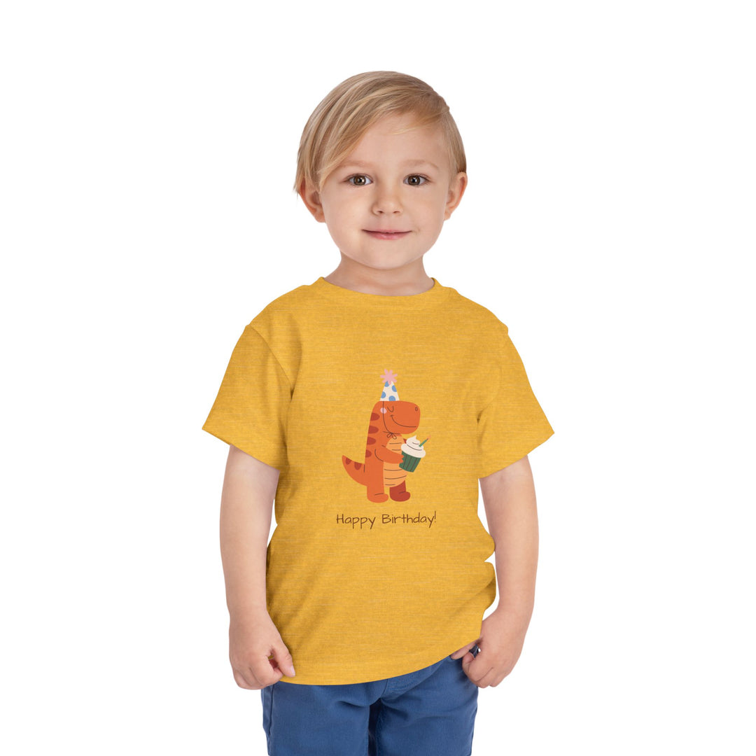 Toddler Tee — Cute Birthday Dinosaur "Happy Birthday" Shirt