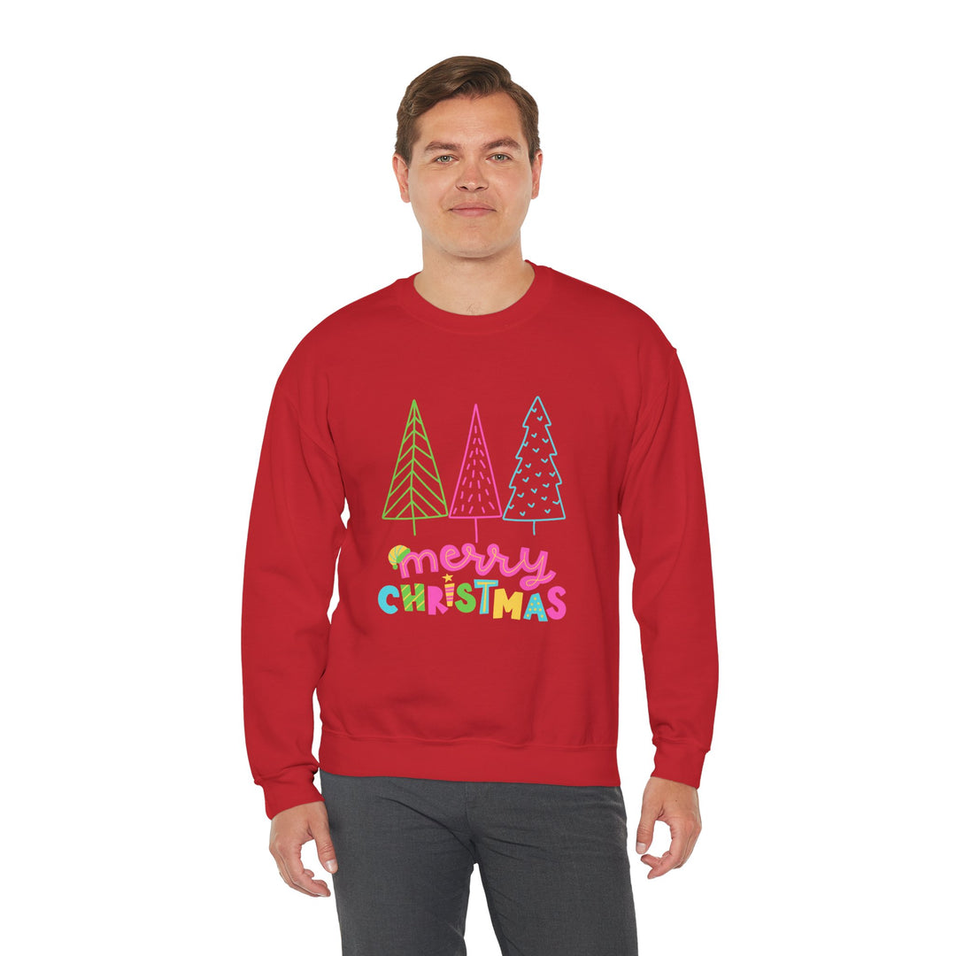 Christmas Crewneck Sweatshirt — Pastel 'Merry Christmas' Trees