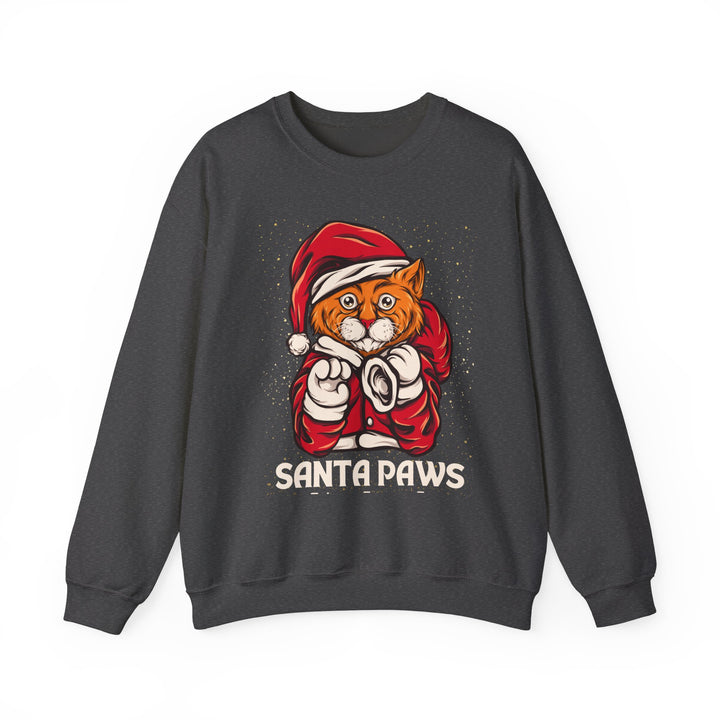 Santa Paws Unisex Heavy Blend Crewneck Sweatshirt - Cozy Festive Cat Design for Holiday Cheer