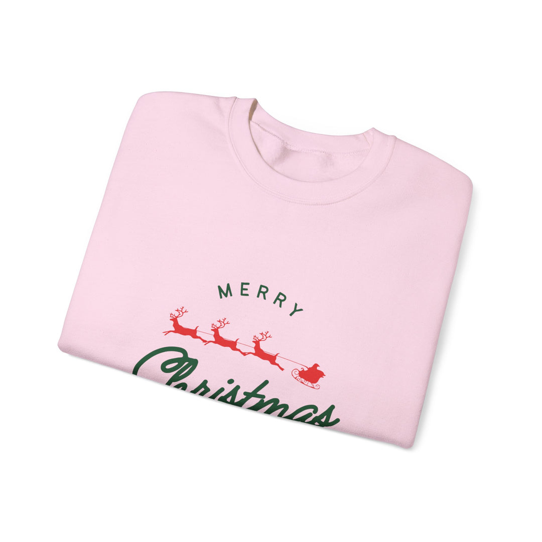 Christmas Crewneck Sweatshirt - 'Merry Christmas' Santa Sleigh Holiday Sweatshirt