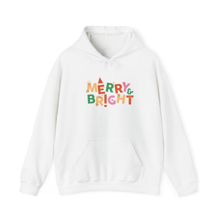 Merry & Bright Holiday Hoodie — Colorful Christmas Graphic Sweatshirt