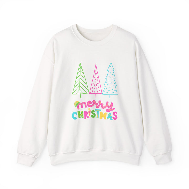 Christmas Crewneck Sweatshirt — Pastel 'Merry Christmas' Trees