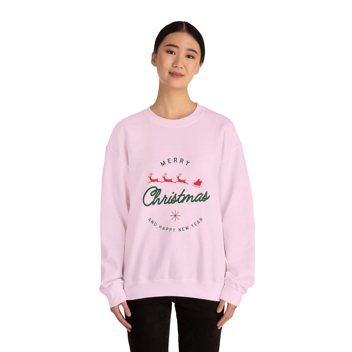 Christmas Crewneck Sweatshirt - 'Merry Christmas' Santa Sleigh Holiday Sweatshirt