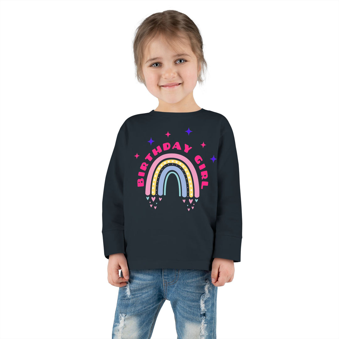 Birthday Girl Toddler Long Sleeve Tee — Rainbow Celebration