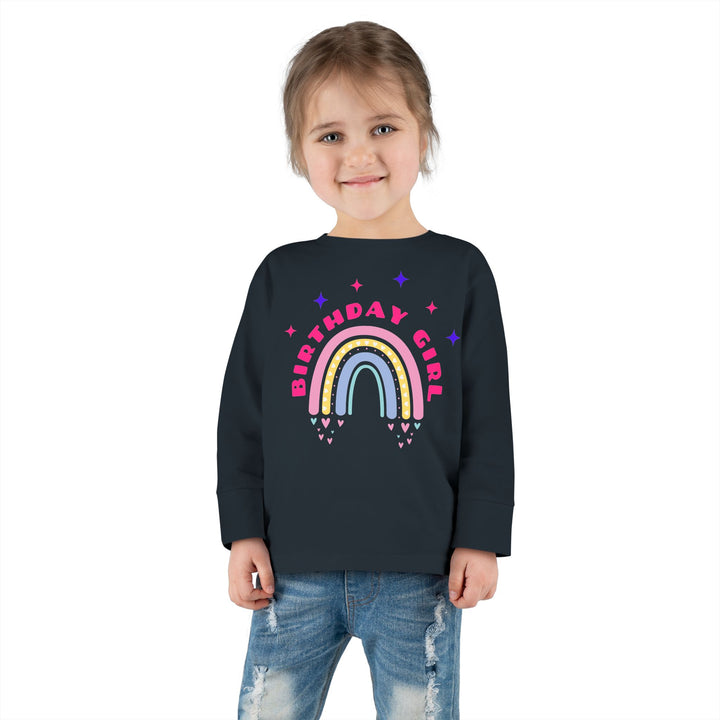 Birthday Girl Toddler Long Sleeve Tee — Rainbow Celebration
