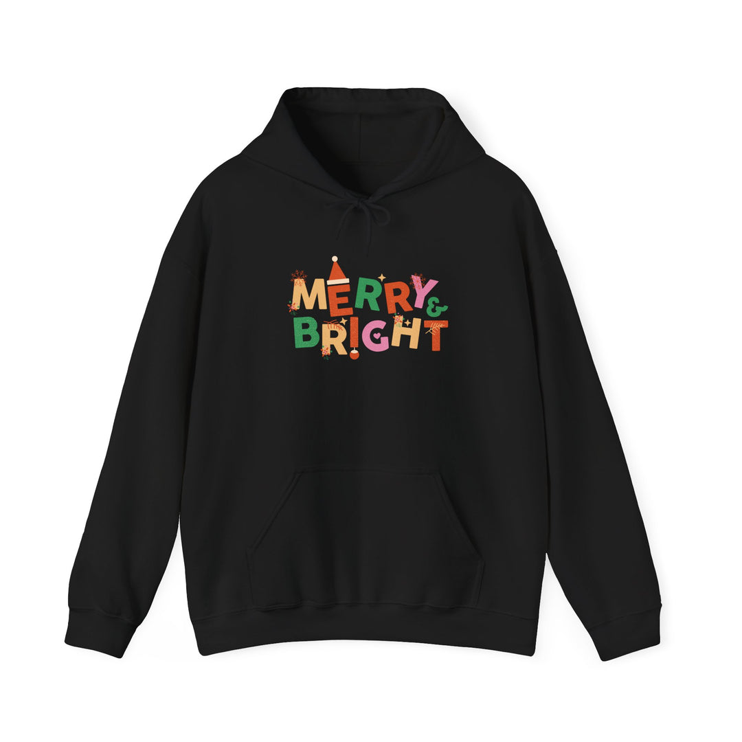 Merry & Bright Holiday Hoodie — Colorful Christmas Graphic Sweatshirt