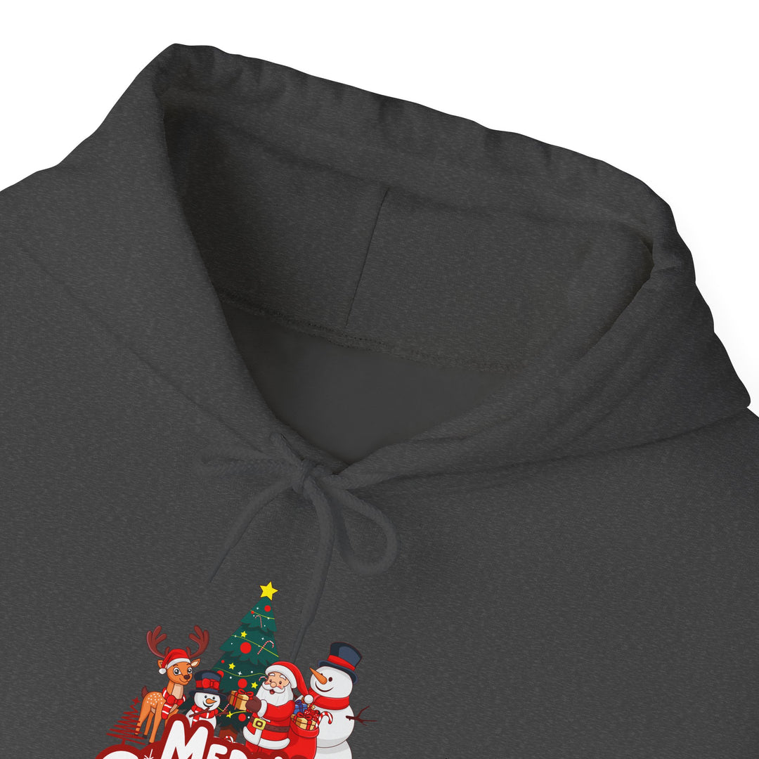 Christmas Crew Hoodie - 'Merry Christmas' Santa & Snowman Holiday Sweatshirt