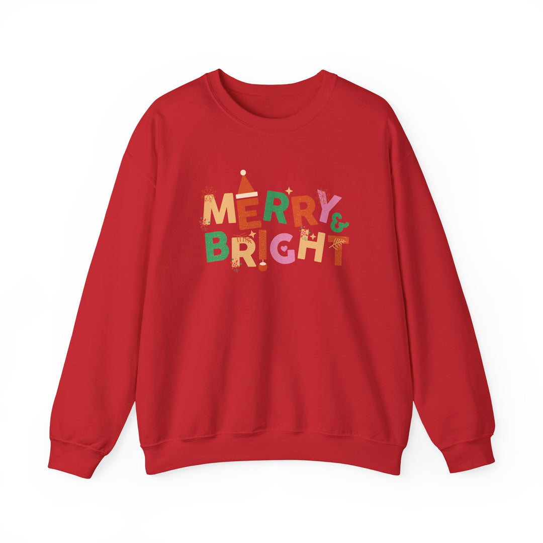 Merry & Bright Crewneck Sweatshirt — Colorful Holiday Christmas Sweater