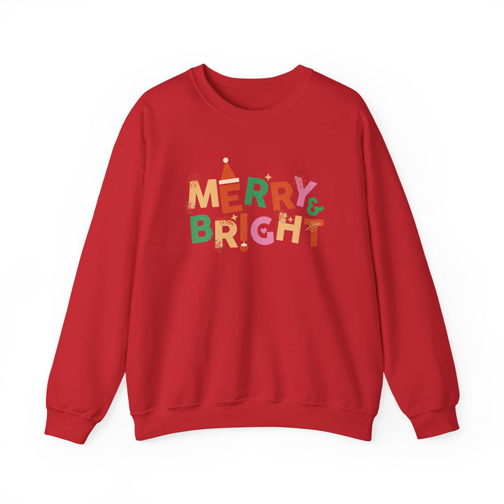 Merry & Bright Crewneck Sweatshirt — Colorful Holiday Christmas Sweater