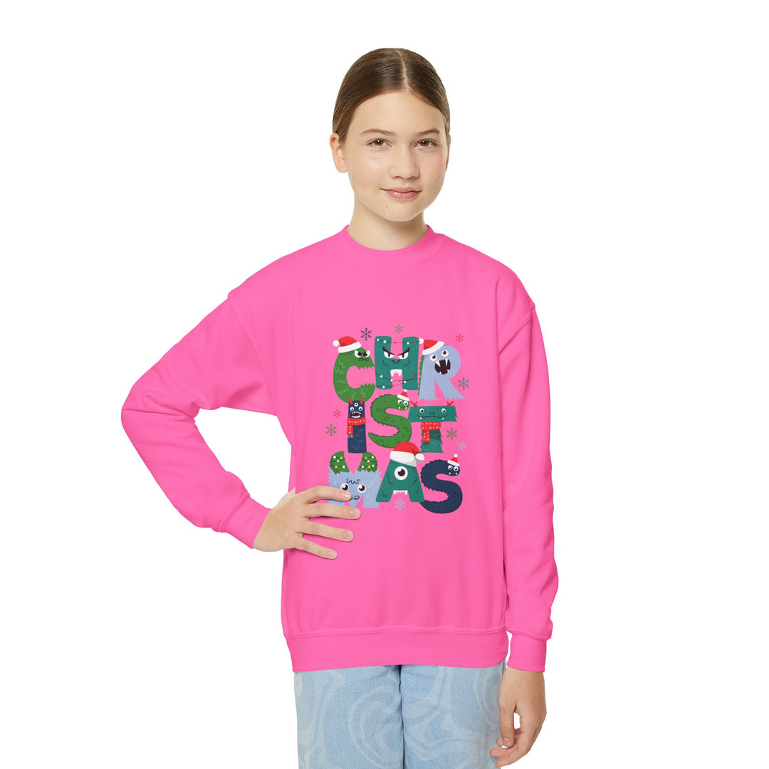 Kids Christmas Crewneck Sweatshirt – Colorful Holiday 'CHRISTMAS' Letter Design