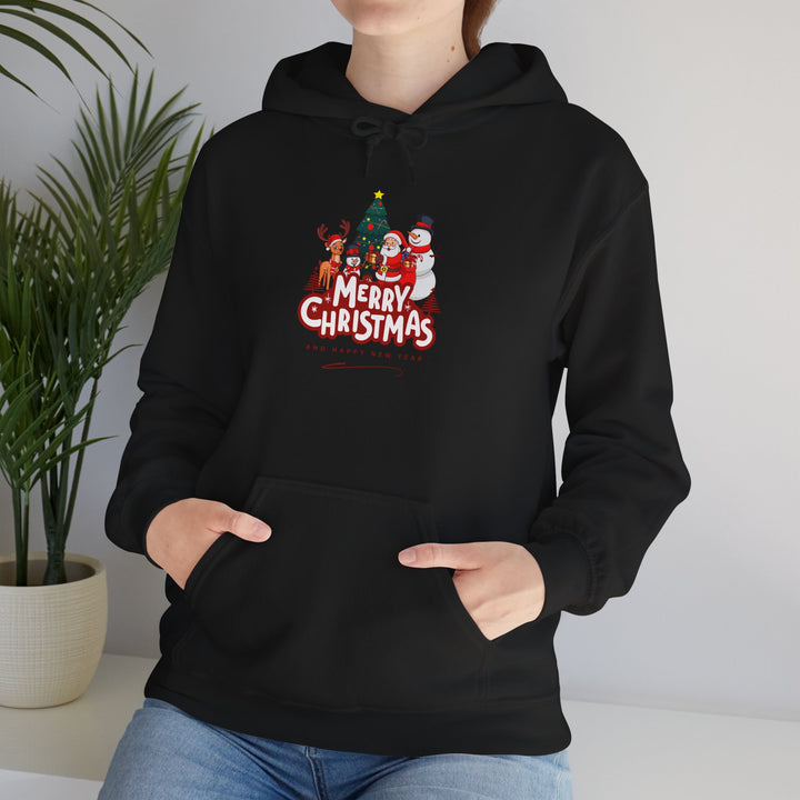 Christmas Crew Hoodie - 'Merry Christmas' Santa & Snowman Holiday Sweatshirt