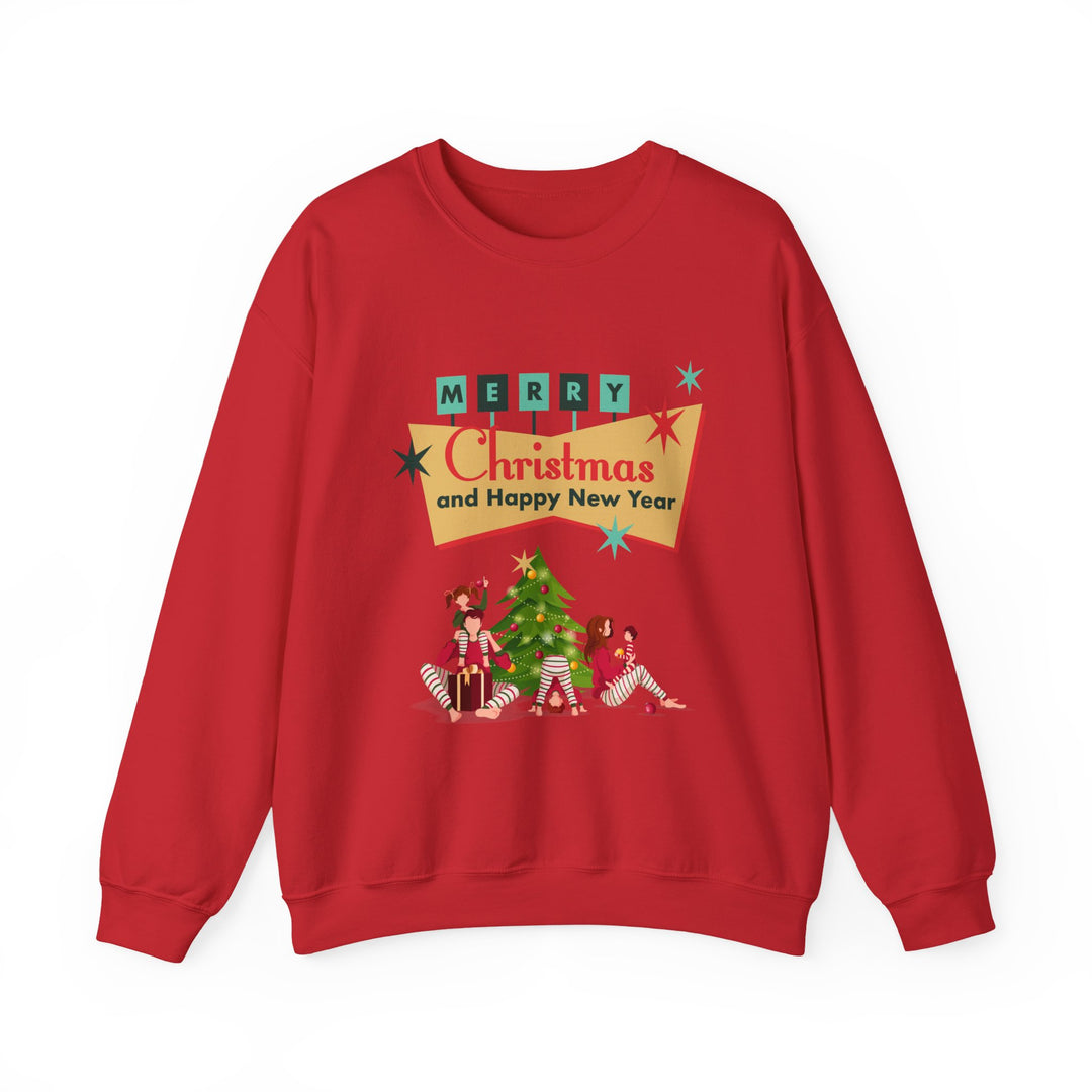 Christmas Crewneck Sweatshirt - "Merry Christmas and Happy New Year" Retro Holiday Design