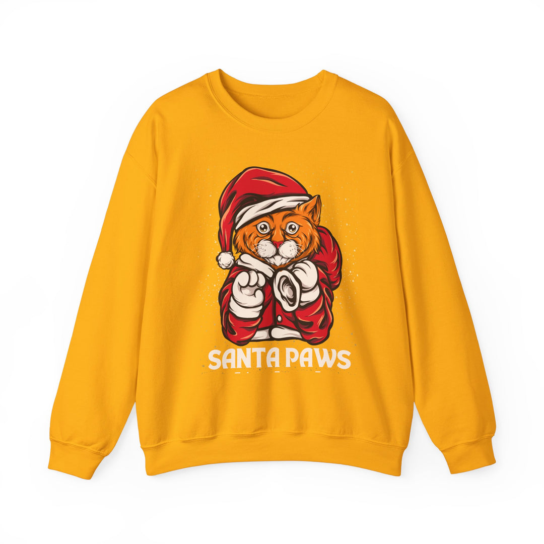 Santa Paws Unisex Heavy Blend Crewneck Sweatshirt - Cozy Festive Cat Design for Holiday Cheer