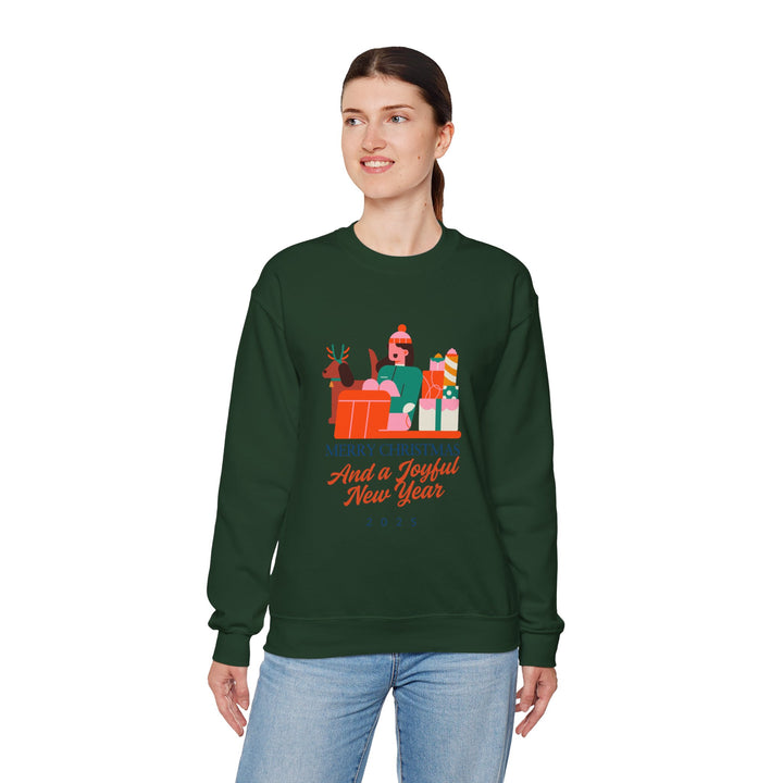Christmas Crewneck Sweatshirt - "Merry Christmas and a Joyful New Year 2025" Holiday Sweatshirt