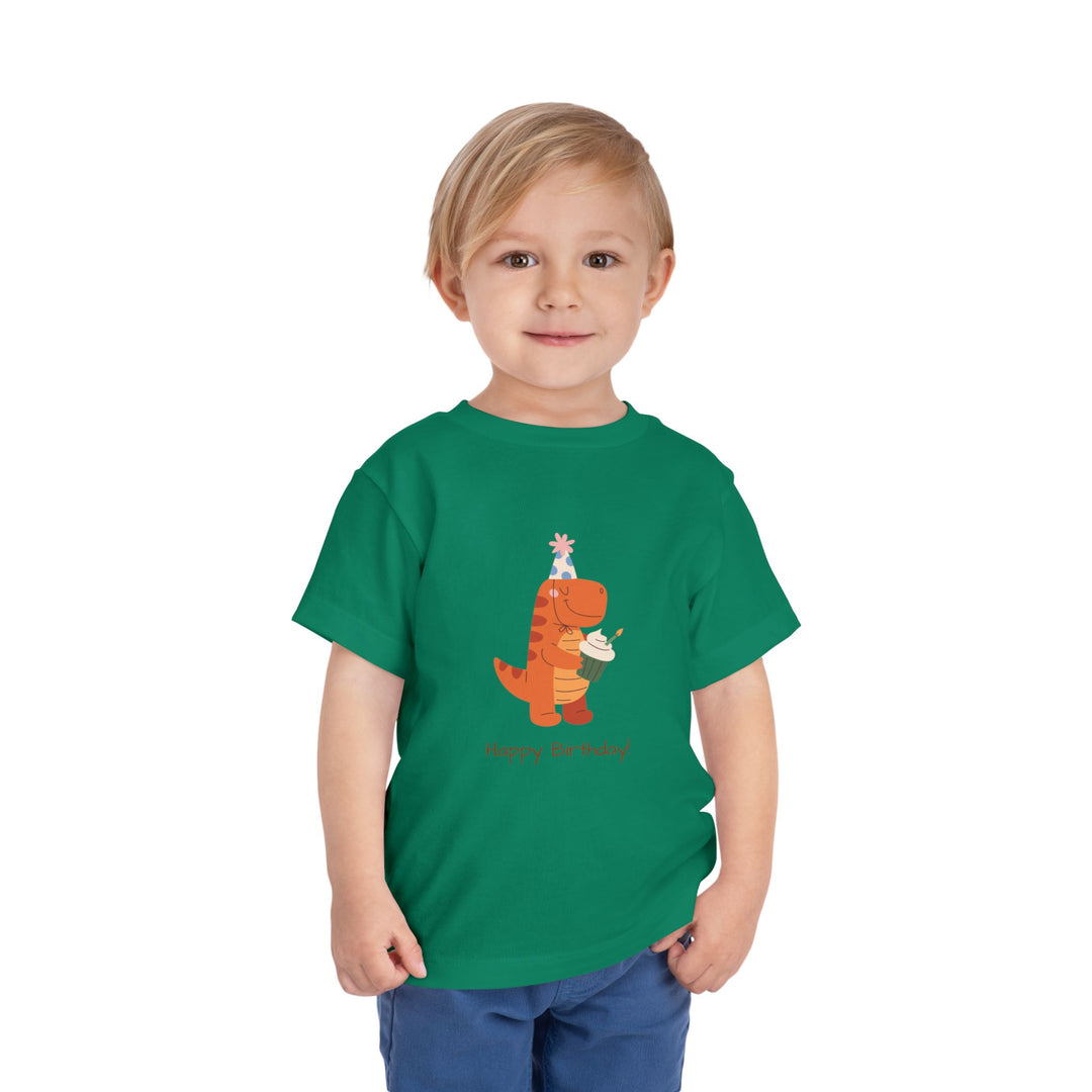 Toddler Tee — Cute Birthday Dinosaur "Happy Birthday" Shirt