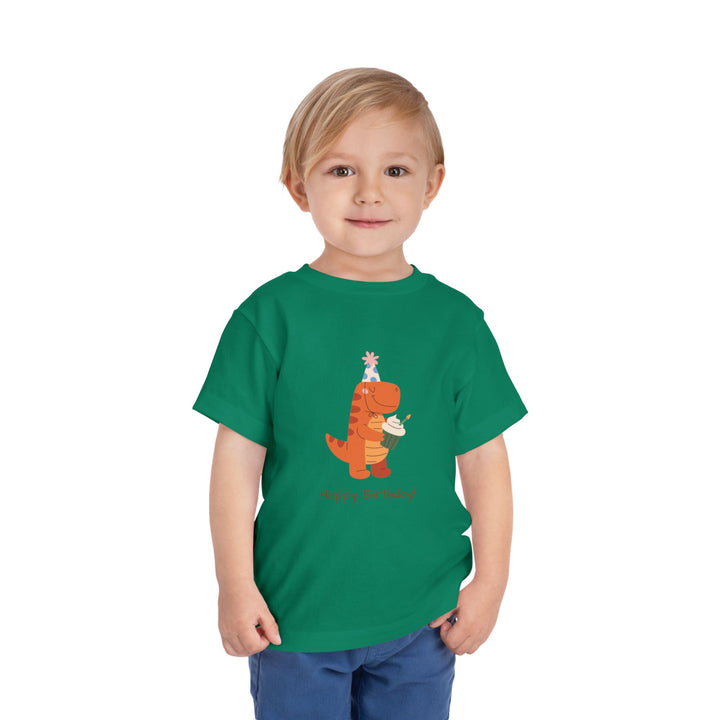 Toddler Tee — Cute Birthday Dinosaur "Happy Birthday" Shirt
